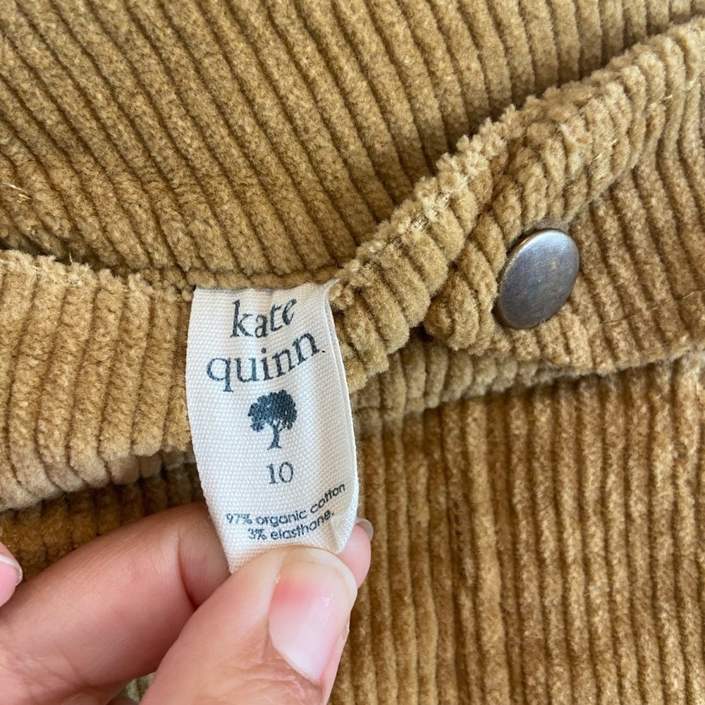Kate Quinn Corduroy Tan Midi Skirt Classic Preppy Basics Neutrals Cotton Size 10 - Picture 3 of 7
